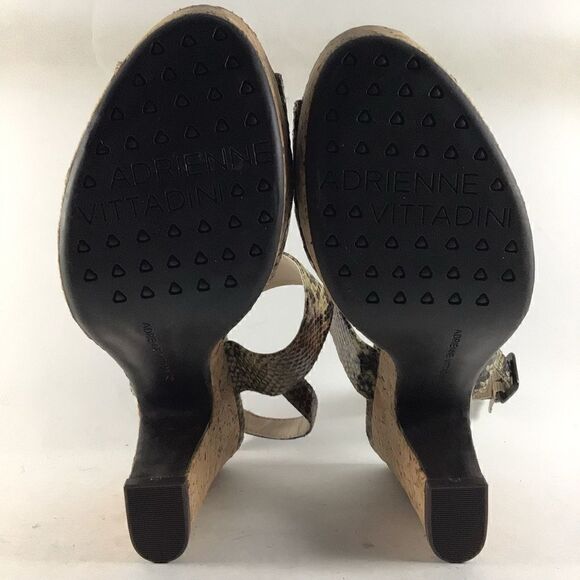 Adrienne Vittadini Yancy womens heeled sandals snake leather brown size 7.5 - Picture 7 of 9